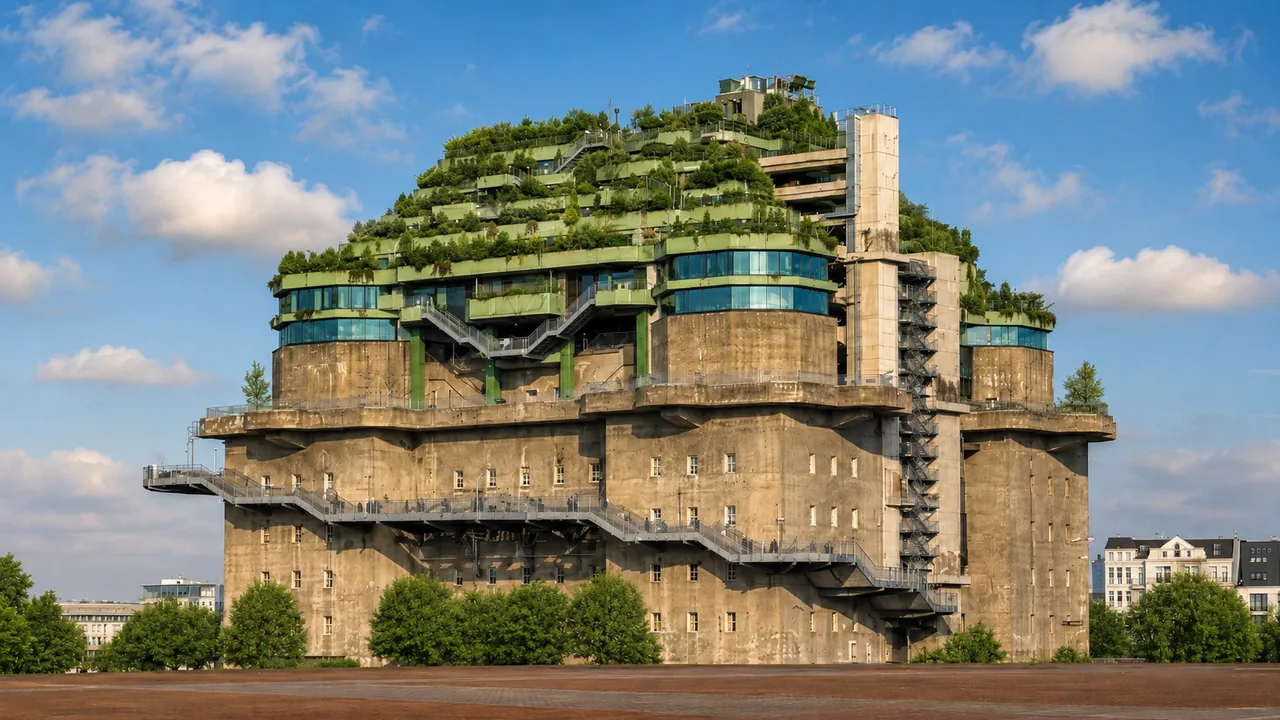Der begrünte Bunker an der Feldstraße in St. Pauli